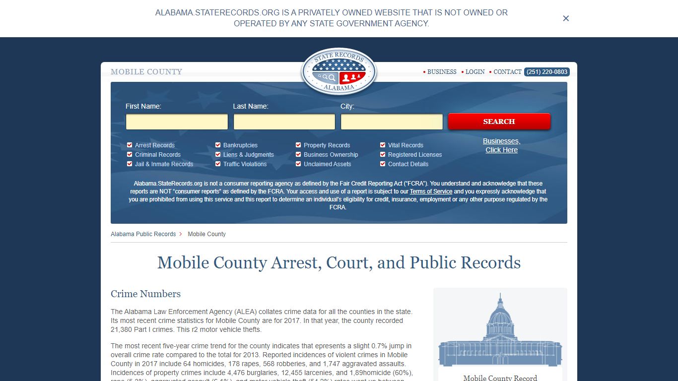 Mobile County Arrest, Court, and Public Records